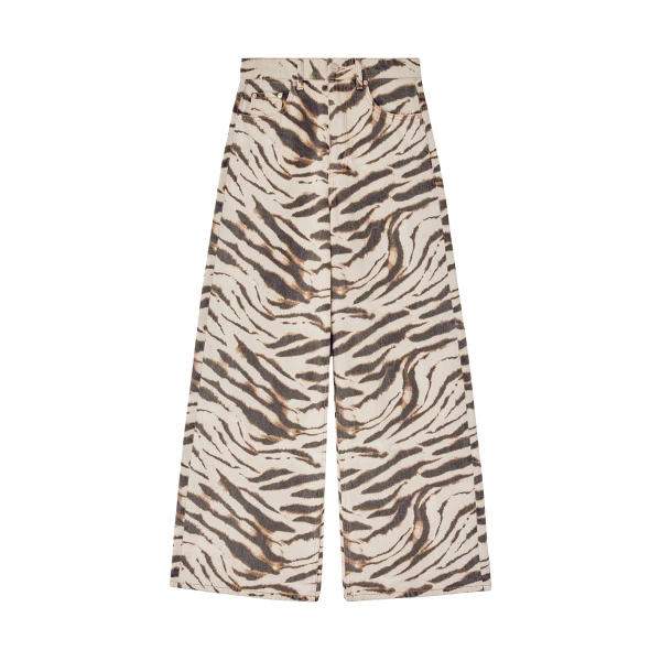 Ganni Lari Wide Jeans in Zebra Denim