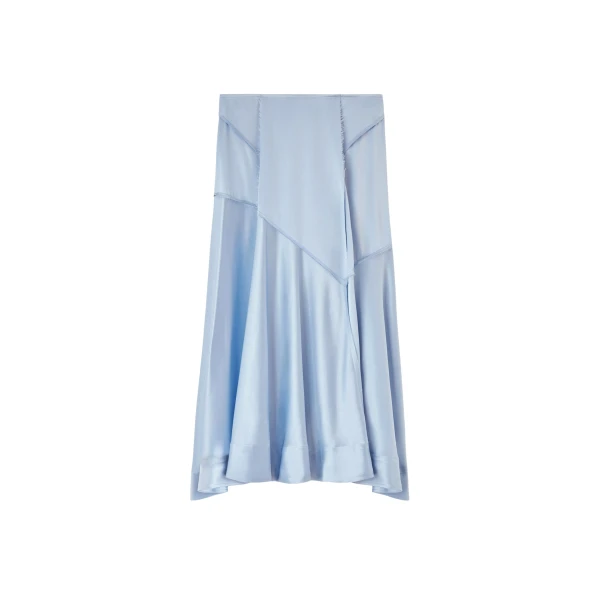 Ganni Long Skirt in Blue Satin