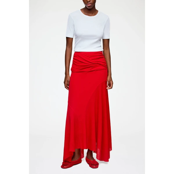 Ganni Long Skirt in Red Marl Mesh, view 2