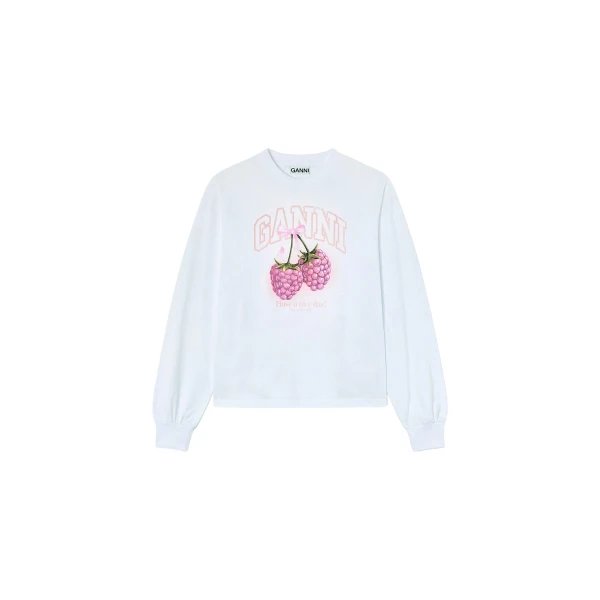 Ganni Long-sleeve T-shirt with Raspberries Top