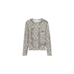Ganni Long-sleeve Top in Printed Marl Mesh