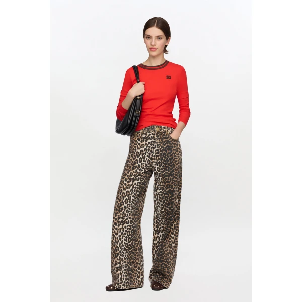 Ganni Long-sleeve Top in Red, view 2