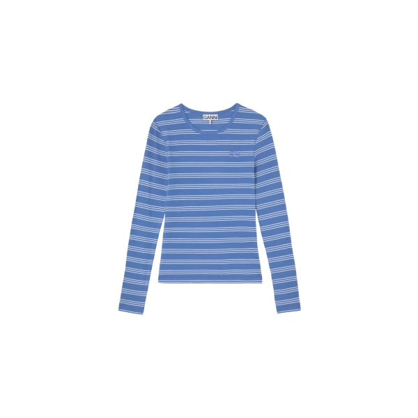Ganni Long-sleeve Top with Stripes