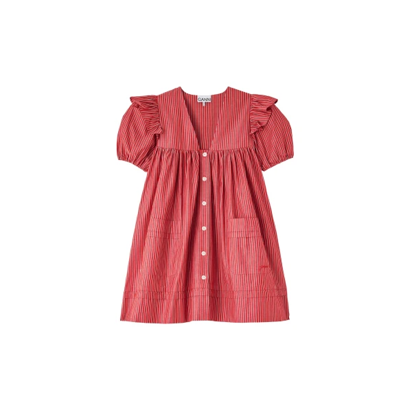 Ganni Mini Dress in Striped Cotton