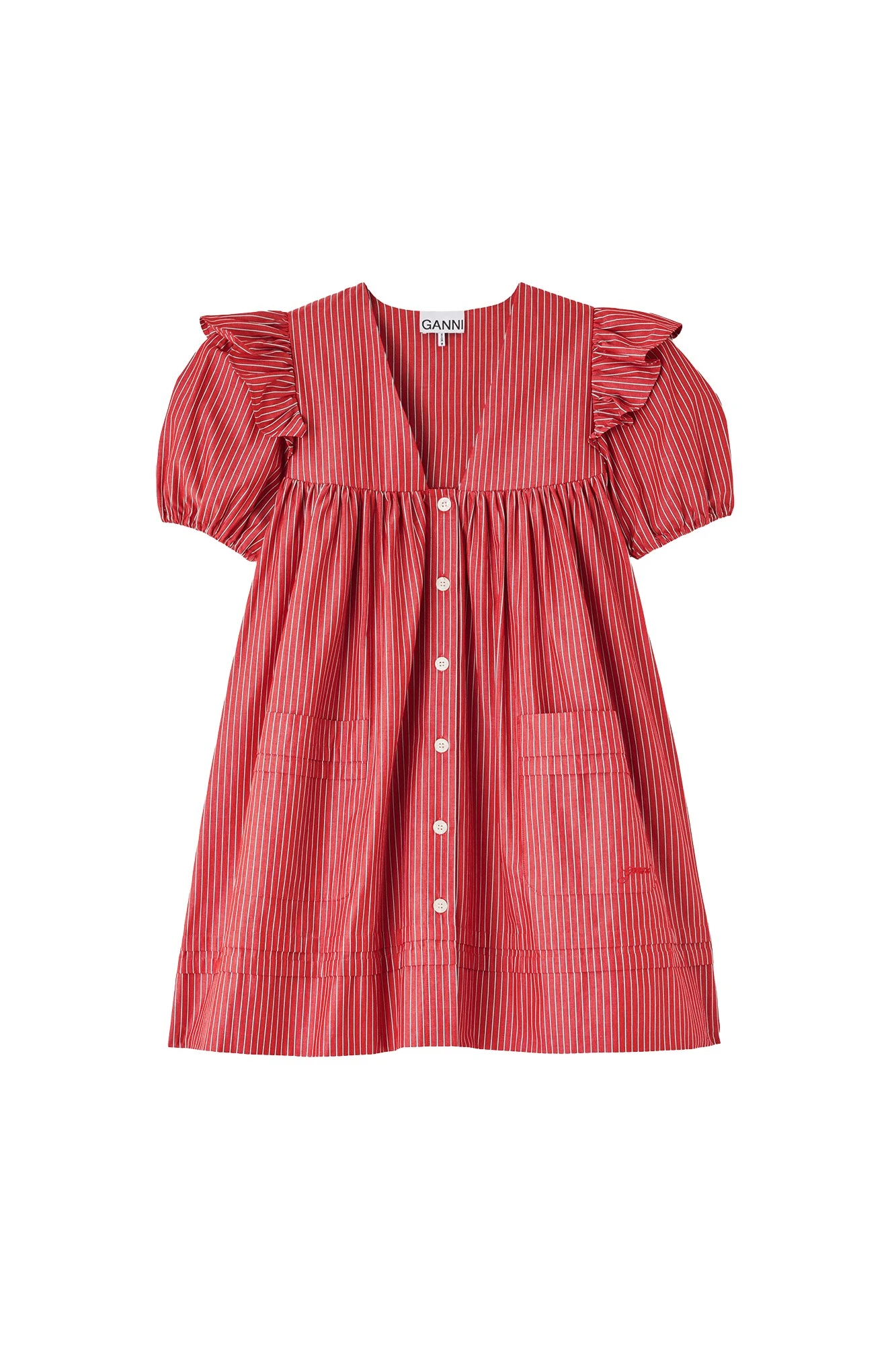 Ganni-Mini-Dress-in-Striped-Cotton-147195_nobg Ganni Mini Dress in Striped Cotton