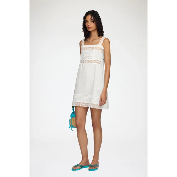 Ganni Mini Dress in White Cotton, view 2