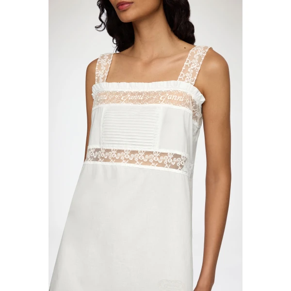 Ganni Mini Dress in White Cotton, view 3
