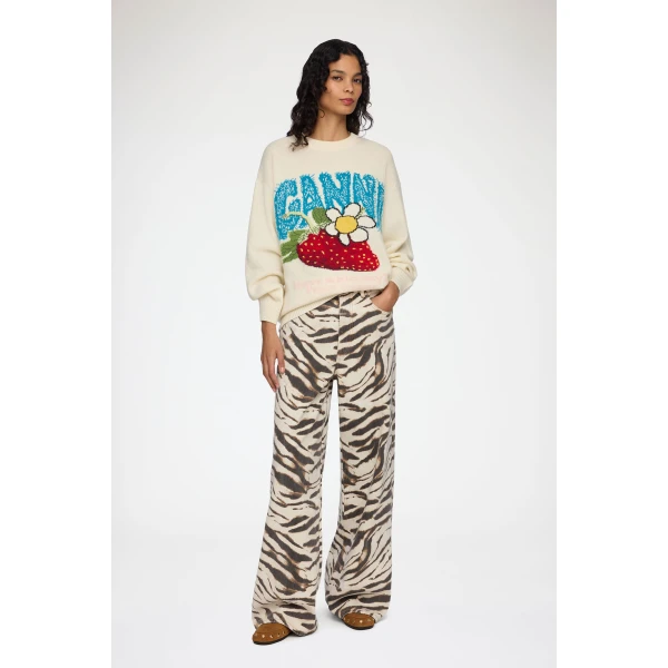 Ganni Oversized Jumper with Strawberry Knit, view 3