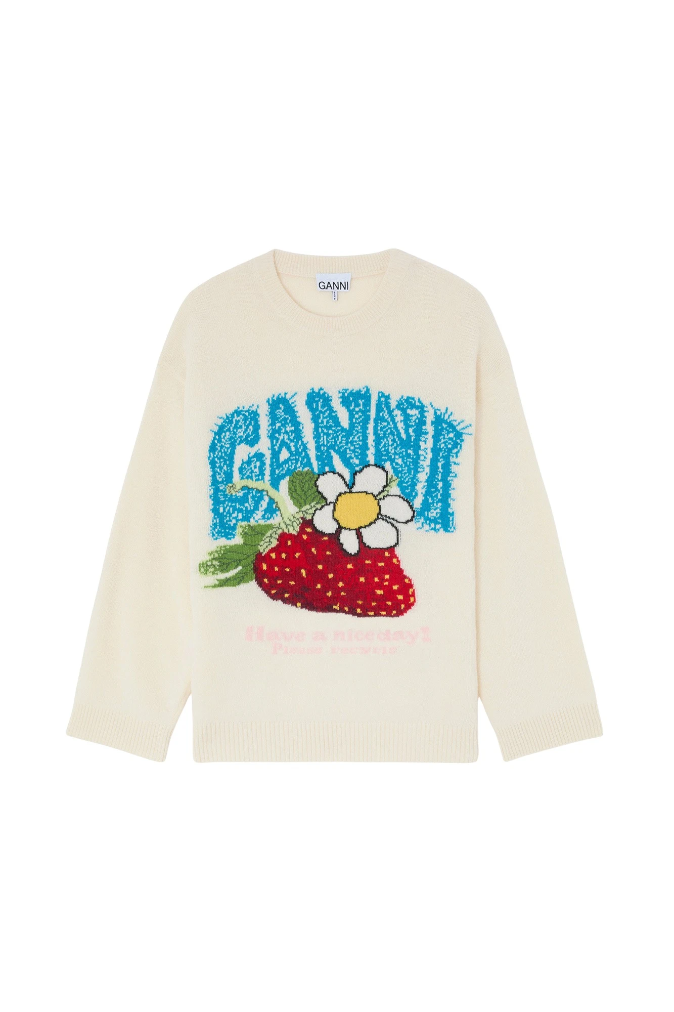 Ganni-Oversized-Jumper-with-Strawberry-411506_nobg Ganni Oversized Jumper with Strawberry Knit