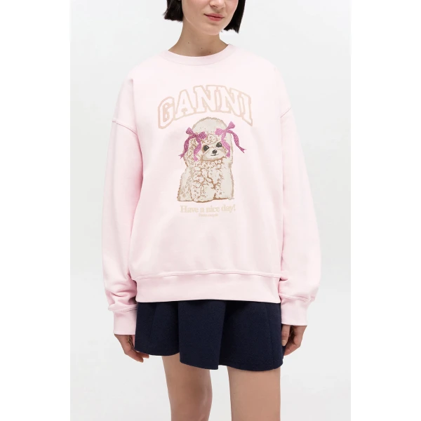 Ganni Pink Poodle Sweatshirt Top, view 2