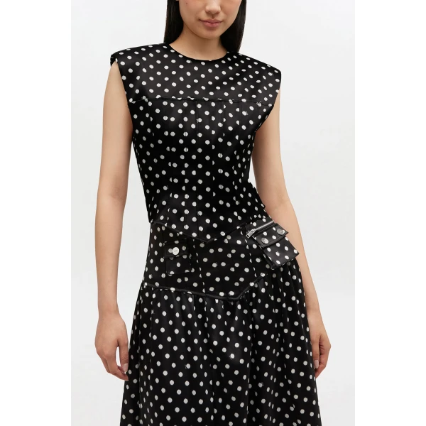 Ganni Polka-Dot Satin Corset Top, view 2