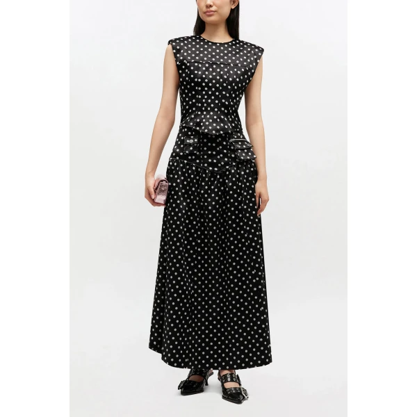 Ganni Polka-Dot Satin Corset Top, view 3