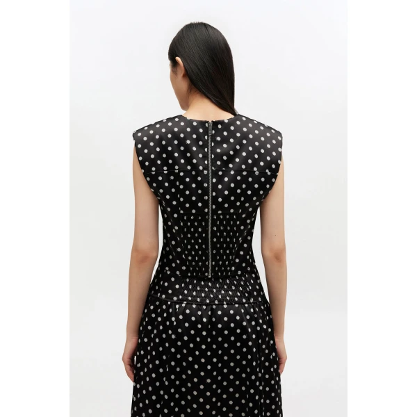 Ganni Polka-Dot Satin Corset Top, view 4