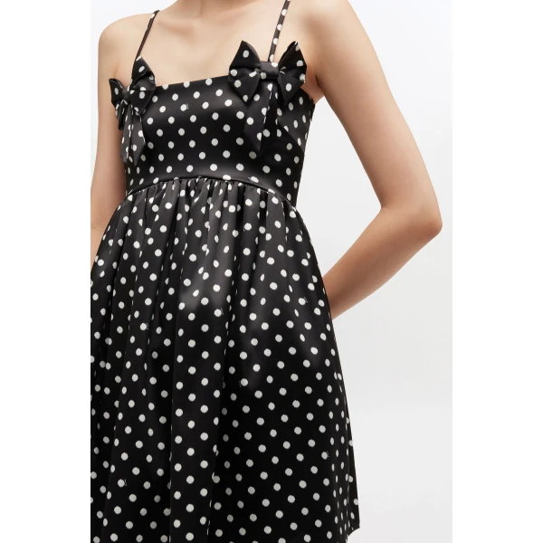 Ganni Polka-Dot Satin Mini Dress, view 2