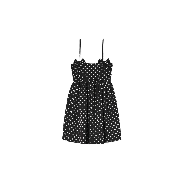 Ganni Polka-Dot Satin Mini Dress