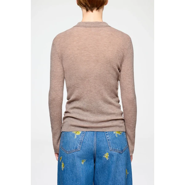 Ganni Polo Shirt in Sheer Wool, view 4
