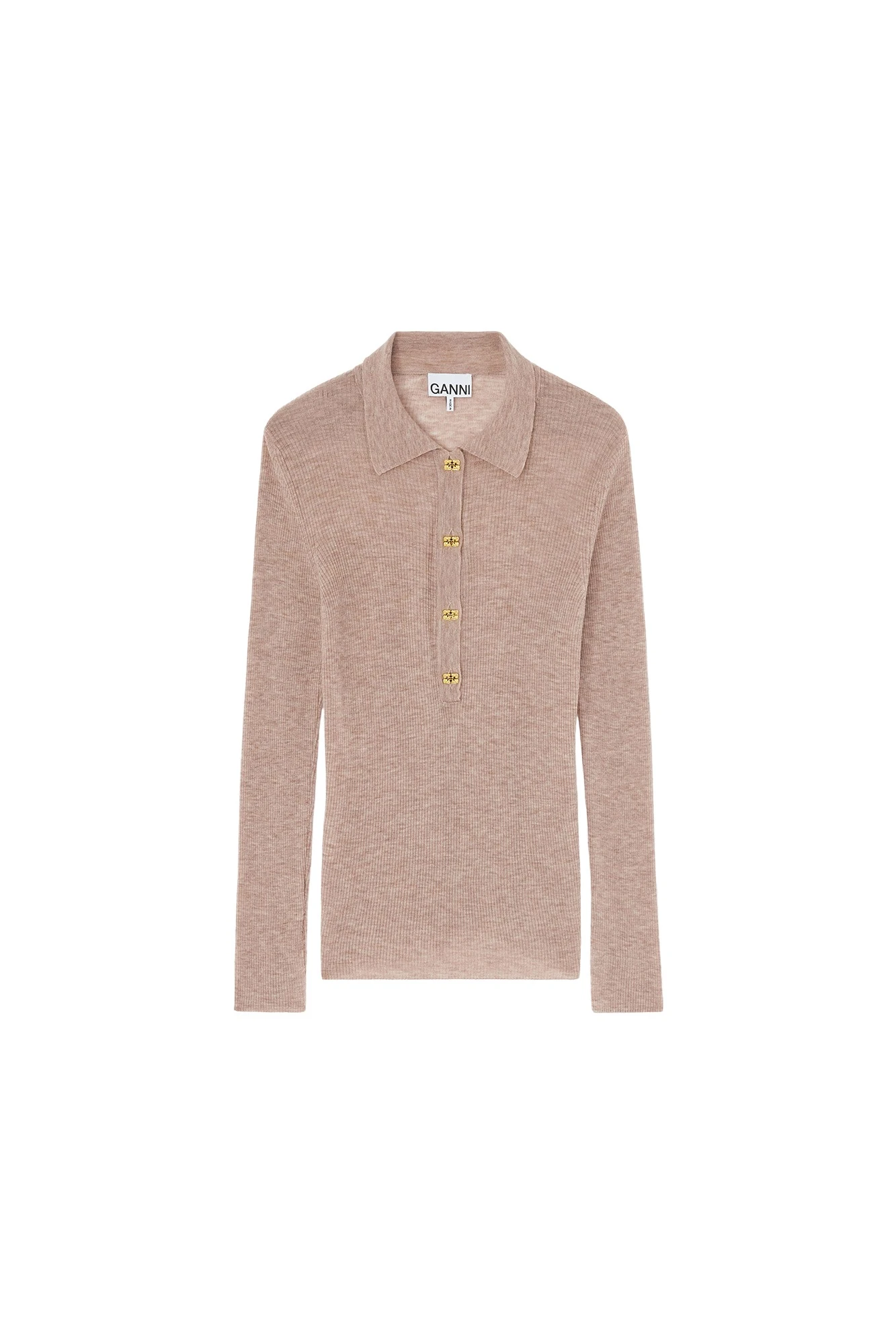 Ganni-Polo-Shirt-in-Sheer-Wool-468007_nobg Ganni Polo Shirt in Sheer Wool