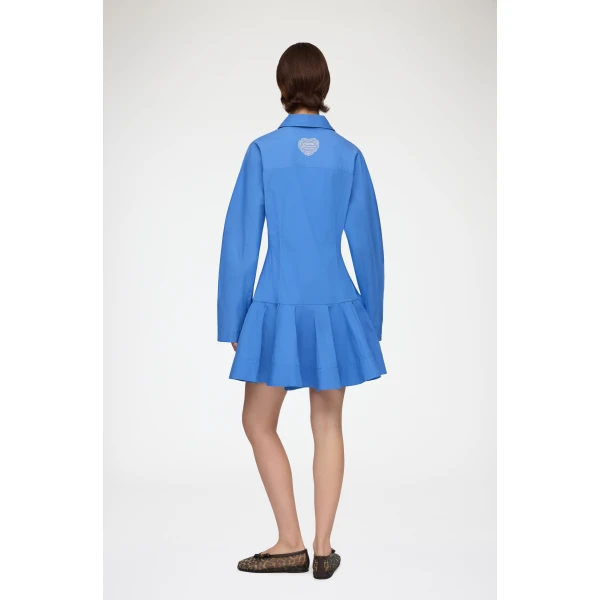 Ganni Shirt Dress in Blue Cotton, view 3