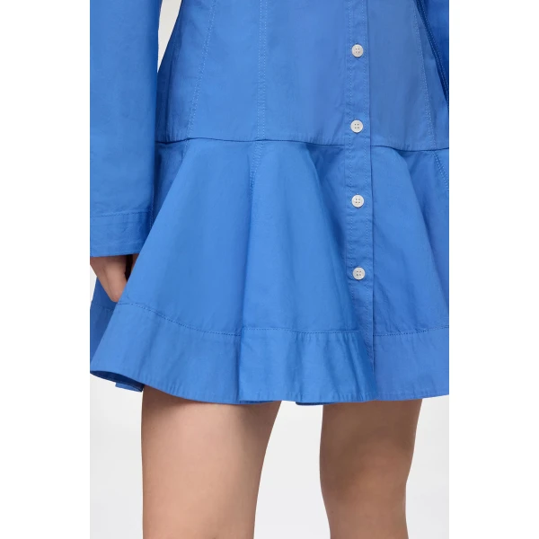 Ganni Shirt Dress in Blue Cotton, view 4