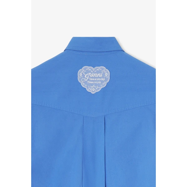 Ganni Shirt Dress in Blue Cotton, view 5