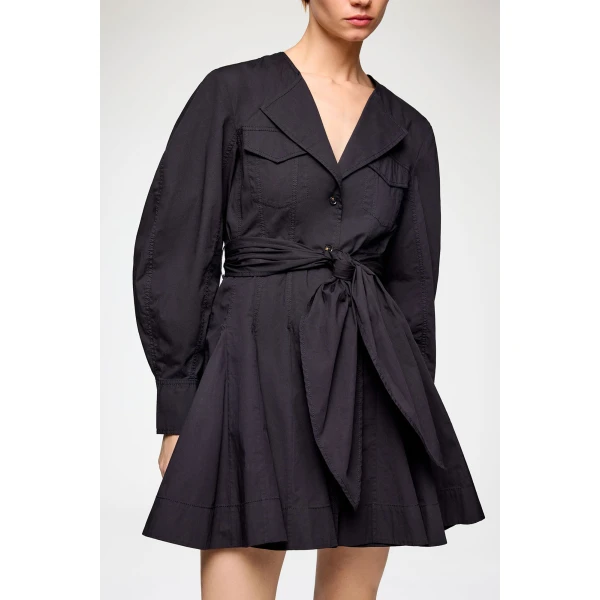 Ganni Shirt Dress in Stretch Cotton, view 2