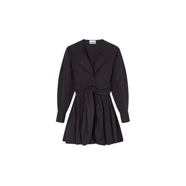 Ganni Shirt Dress in Stretch Cotton