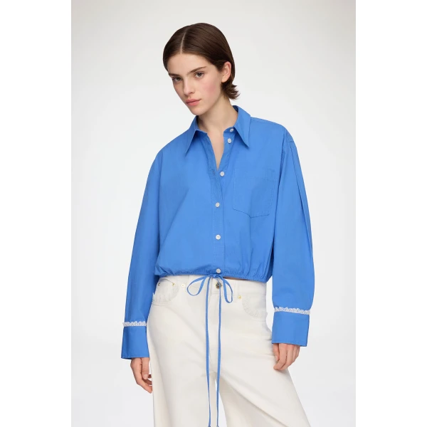 Ganni Shirt in Blue Cotton, view 2