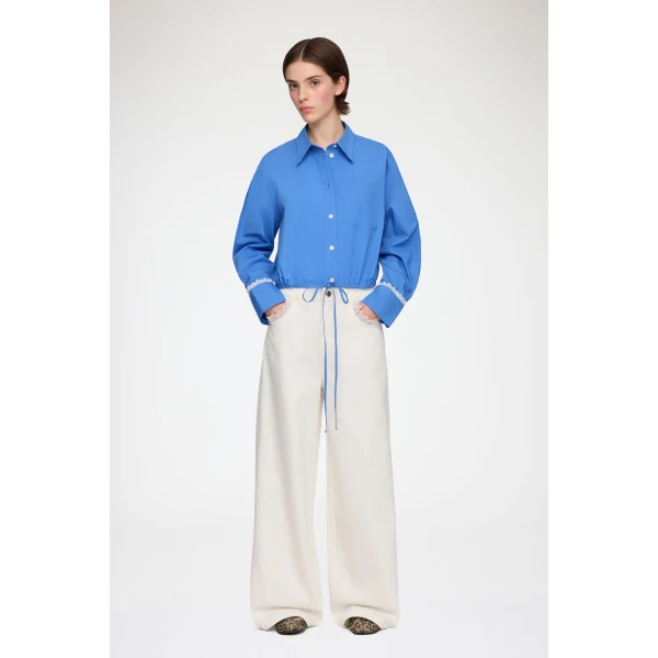 Ganni Shirt in Blue Cotton, view 3