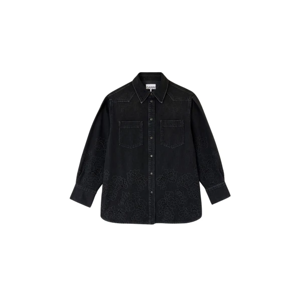 Ganni Shirt in Denim Broderie Anglaise