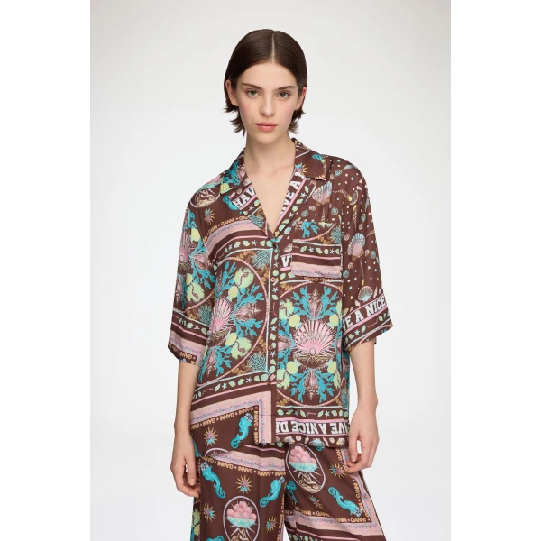 Ganni Shirt in Printed Twill, view 2