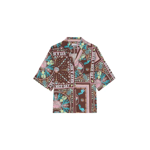 Ganni Shirt in Printed Twill