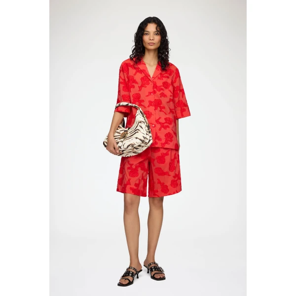 Ganni Shirt in Red Fil Coupe, view 3