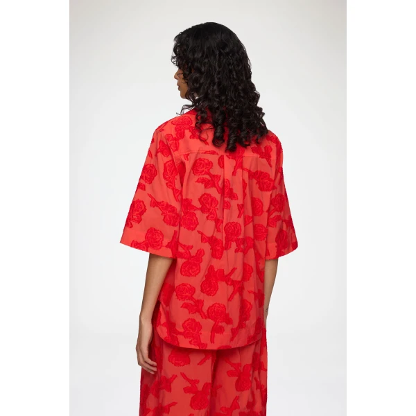 Ganni Shirt in Red Fil Coupe, view 4