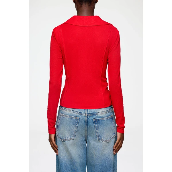 Ganni Shirt in Red Marl Mesh, view 4
