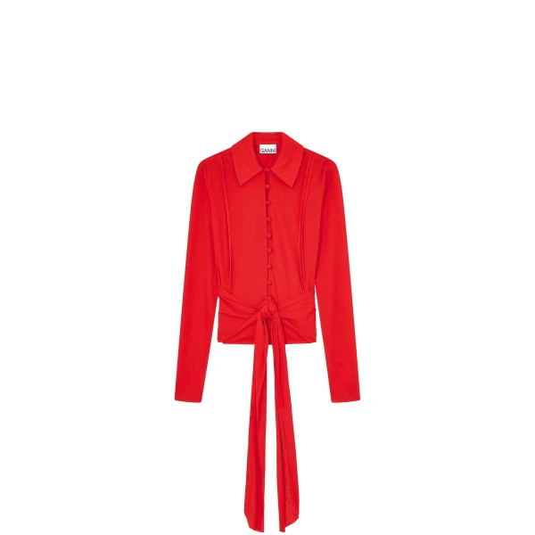 Ganni Shirt in Red Marl Mesh