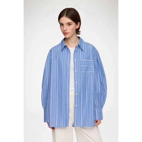 Ganni Shirt in Striped Cotton, view 2