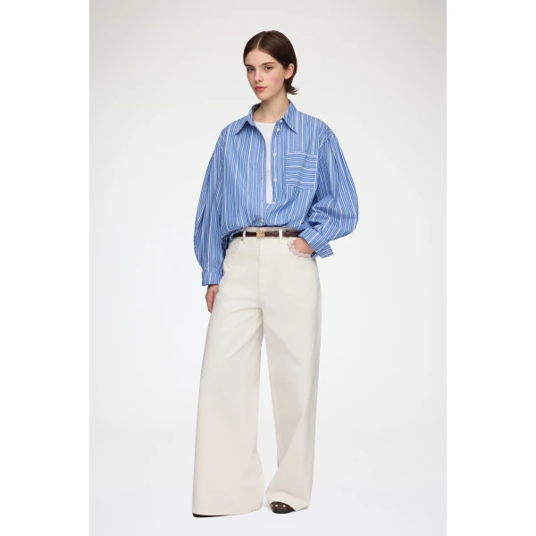 Ganni Shirt in Striped Cotton, view 3