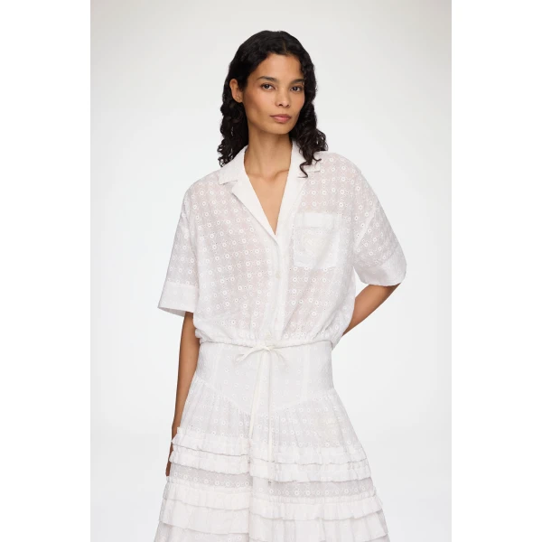 Ganni Shirt in White Broderie Anglaise, view 2