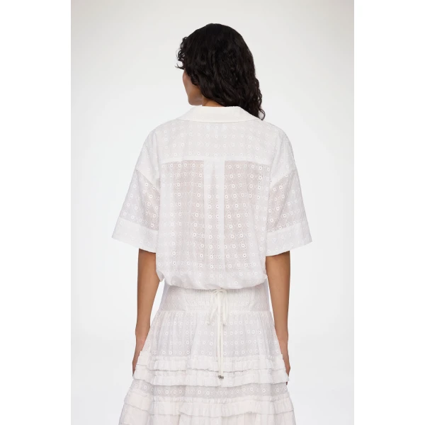 Ganni Shirt in White Broderie Anglaise, view 4