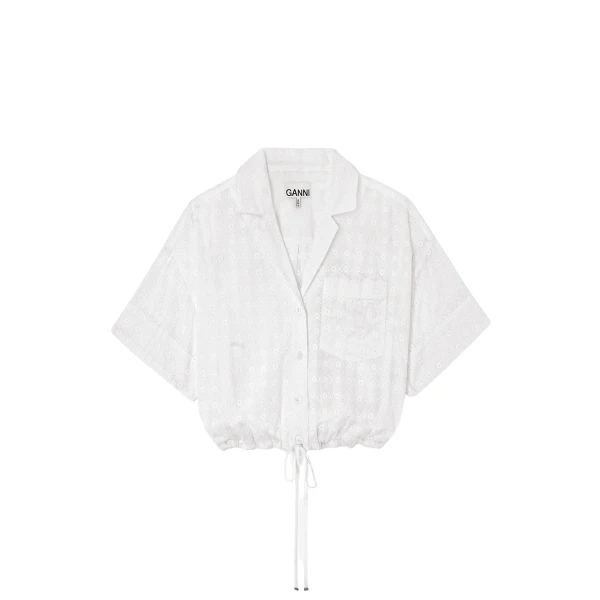 Ganni Shirt in White Broderie Anglaise