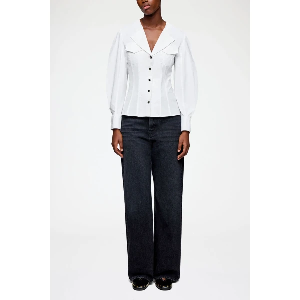 Ganni Shirt in White Cotton, view 2