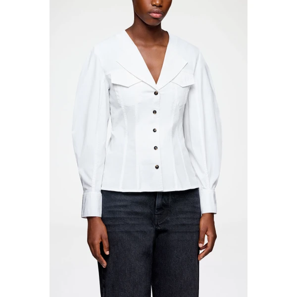 Ganni Shirt in White Cotton, view 3