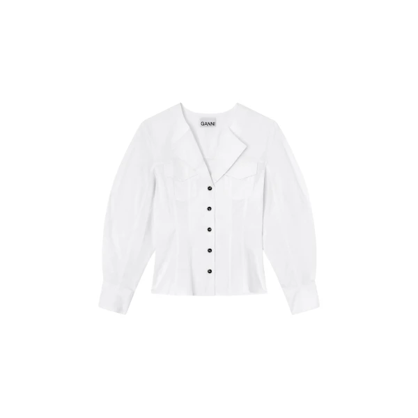 Ganni Shirt in White Cotton