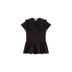 Ganni Short Cotton Ruffle Shirt