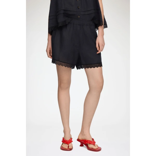 Ganni Shorts in Black Linen, view 3