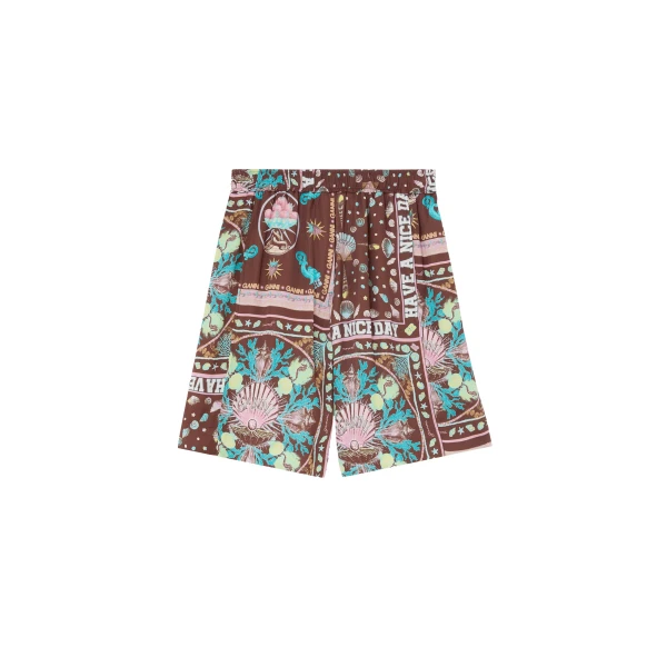 Ganni Shorts in Printed Twill