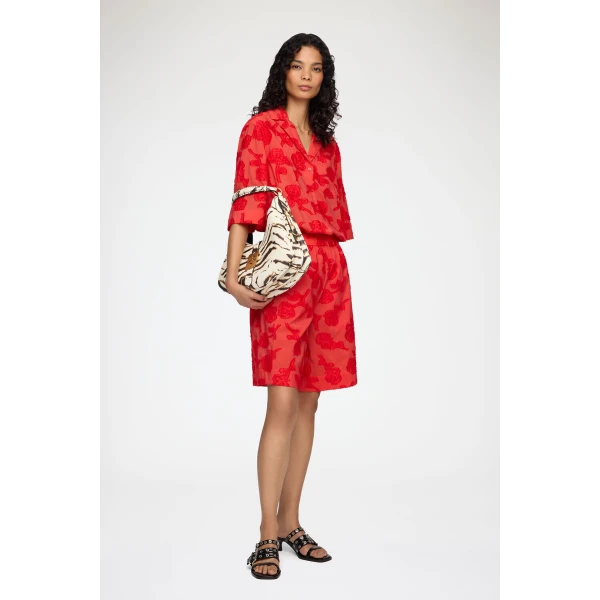 Ganni Shorts in Red Fil Coupe, view 2