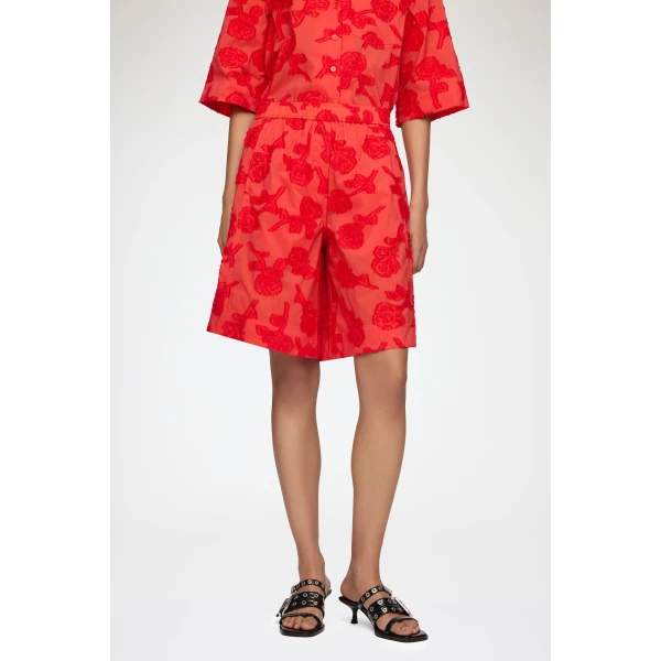 Ganni Shorts in Red Fil Coupe, view 3