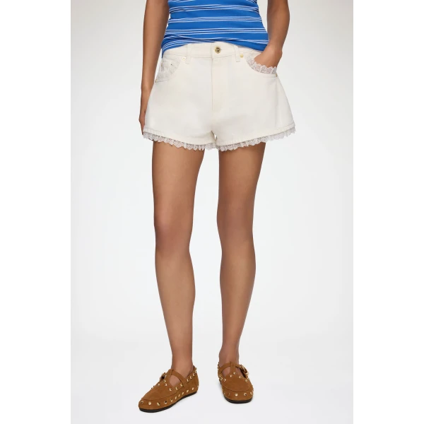 Ganni Shorts in White Denim, view 3