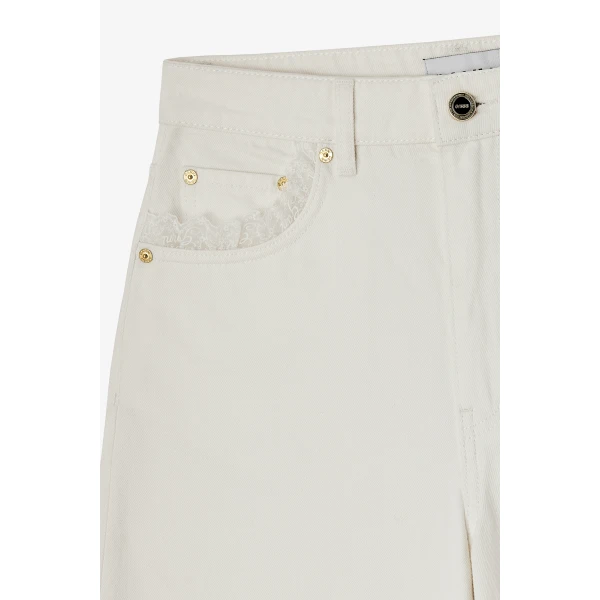 Ganni Shorts in White Denim, view 5
